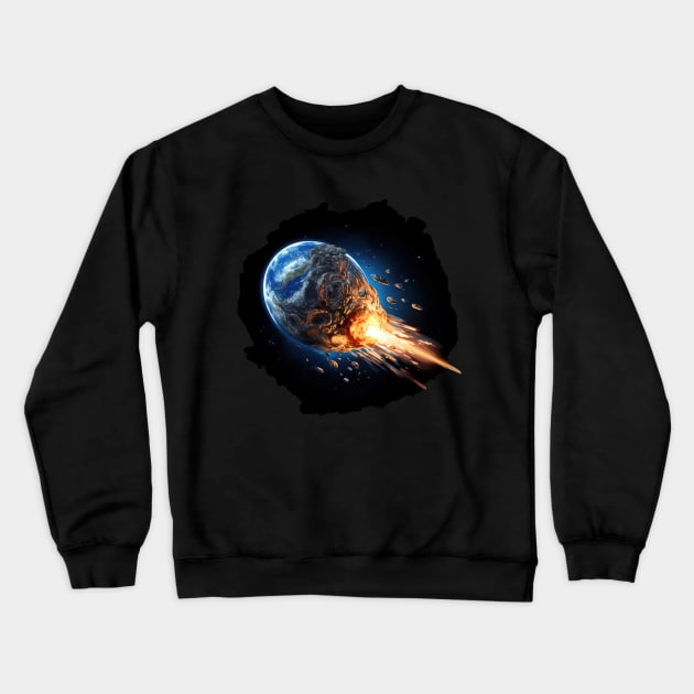 Cosmic Cataclysm: When Worlds Collide Crewneck Sweatshirt by JG Visual Arts